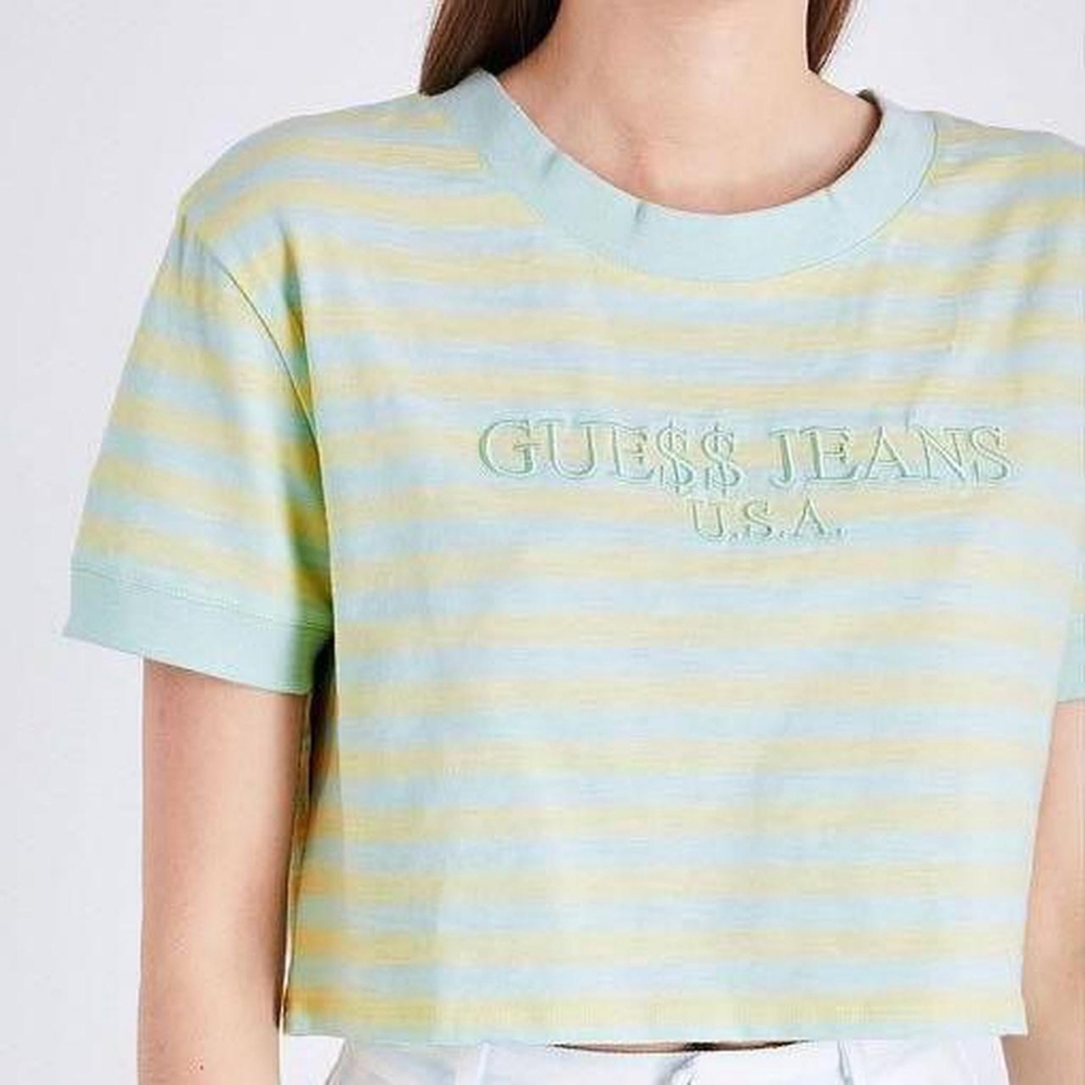 A$AP ROCKY x GUESS 2017 Ice Cream & Cotton Candy Club boxy striped crop 💛